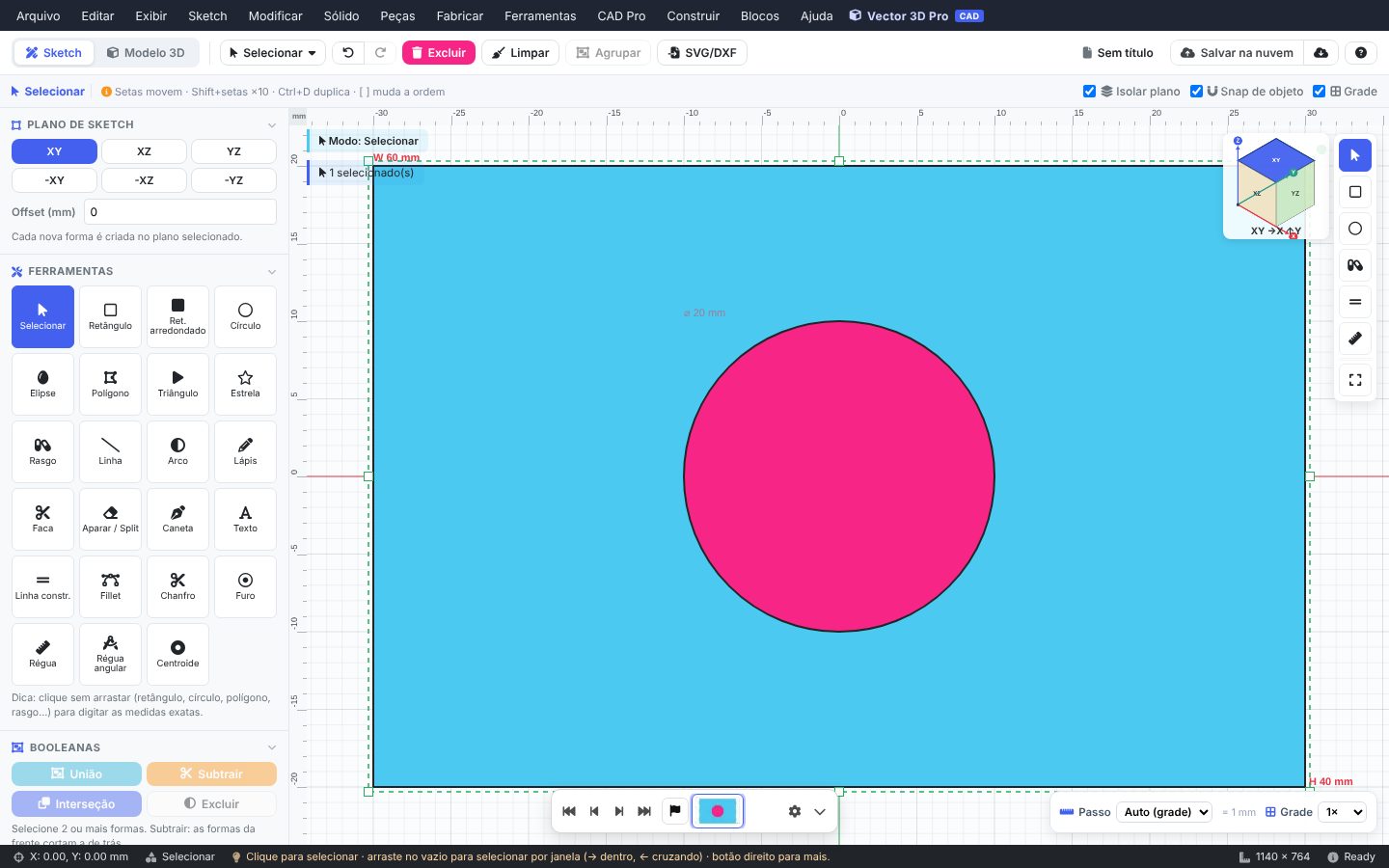 Primeiro esboço 2D — Vector 3D Pro