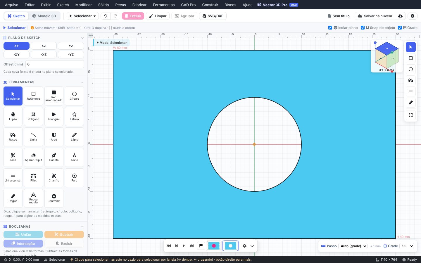 Booleanas 2D: furar a placa — Vector 3D Pro